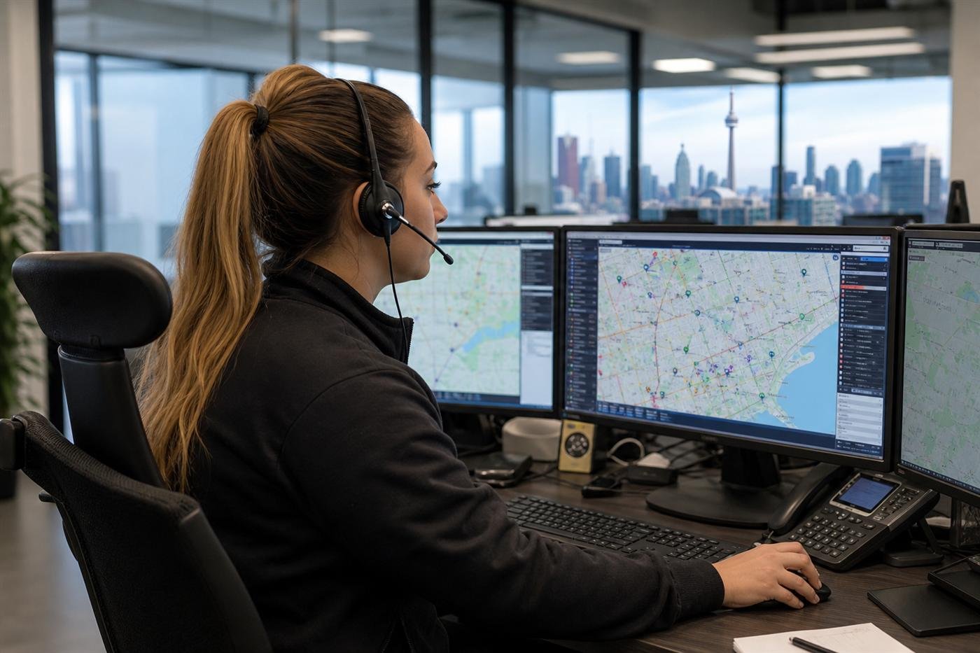 Dispatch coordinator reviewing a vehicle service request